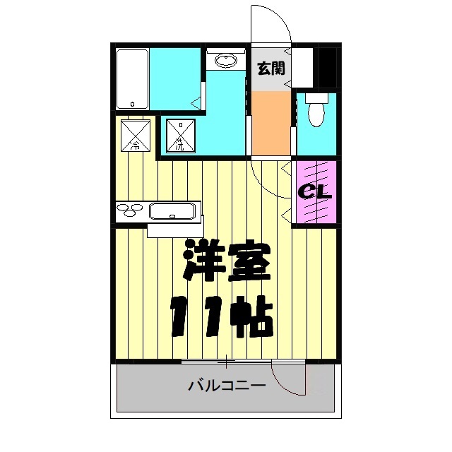 ルクーユ・トワ・203号室の間取り