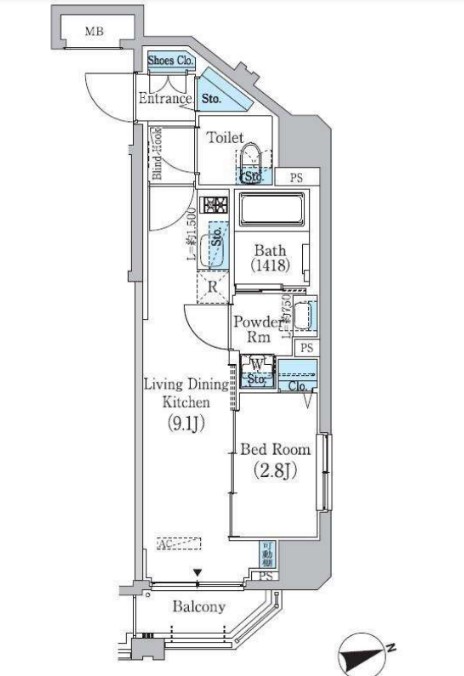 プライムブリス東中野駅前の間取り