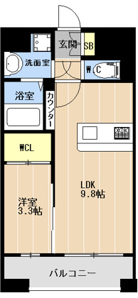 LIBTH旭橋Ⅱの間取り