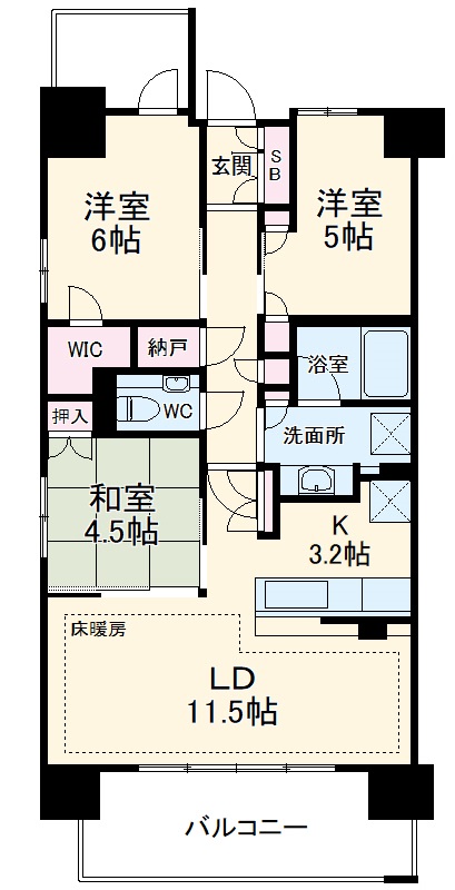 相模大野の完工年月(2019年4月)築の賃貸マンションの間取り