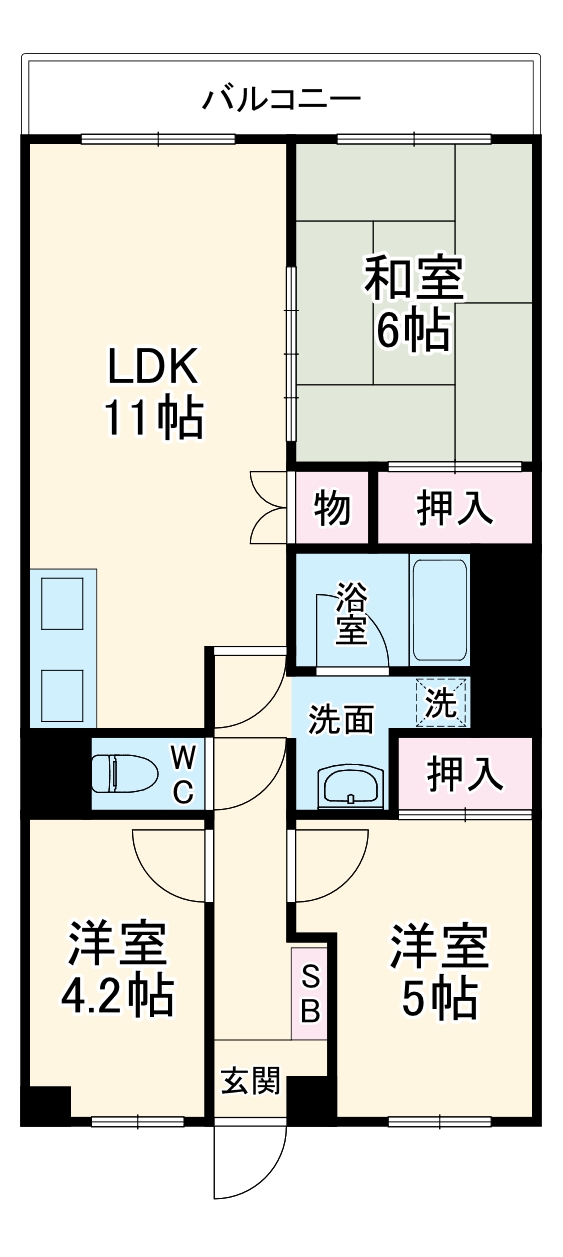 ルネ新行徳Bの間取り