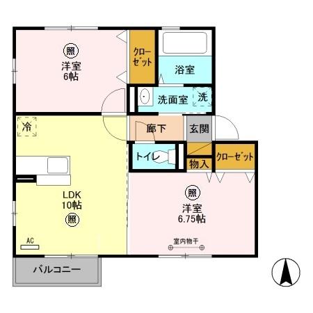 プランドール谷中 Bの間取り