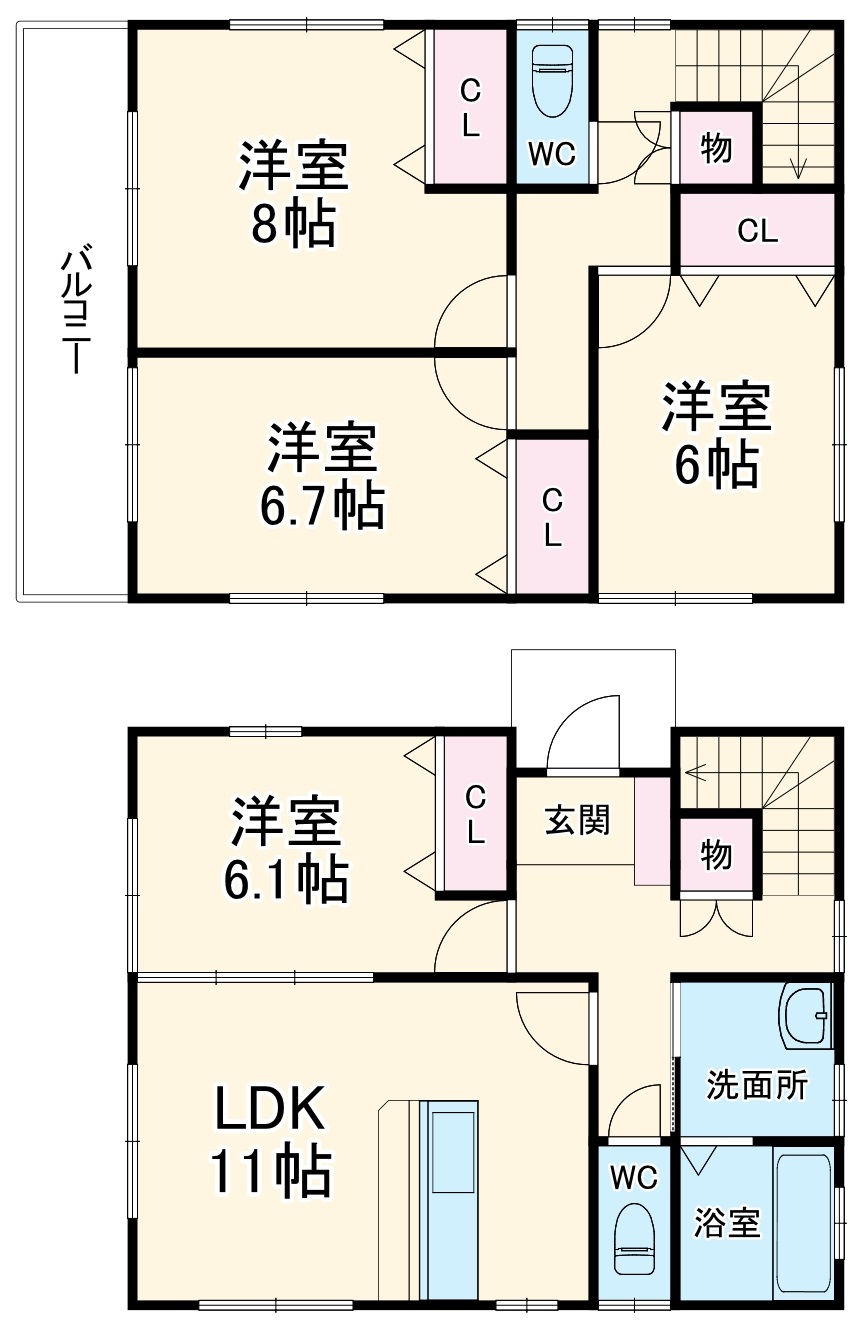 森野5小山賃貸住宅の間取り