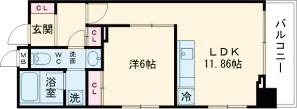 レジディア入谷・1002号室の間取り