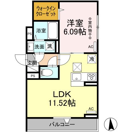 プリマ本厚木・105号室の間取り