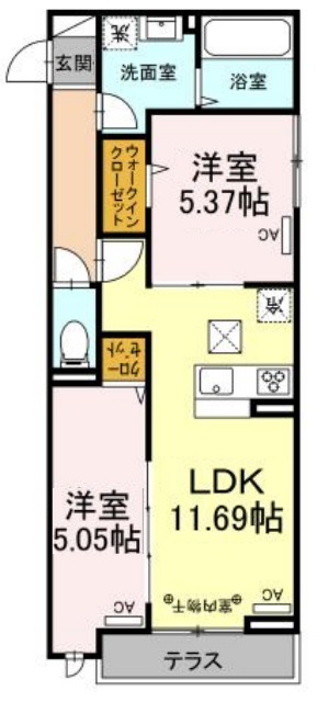 セレスティア上野町Aの間取り