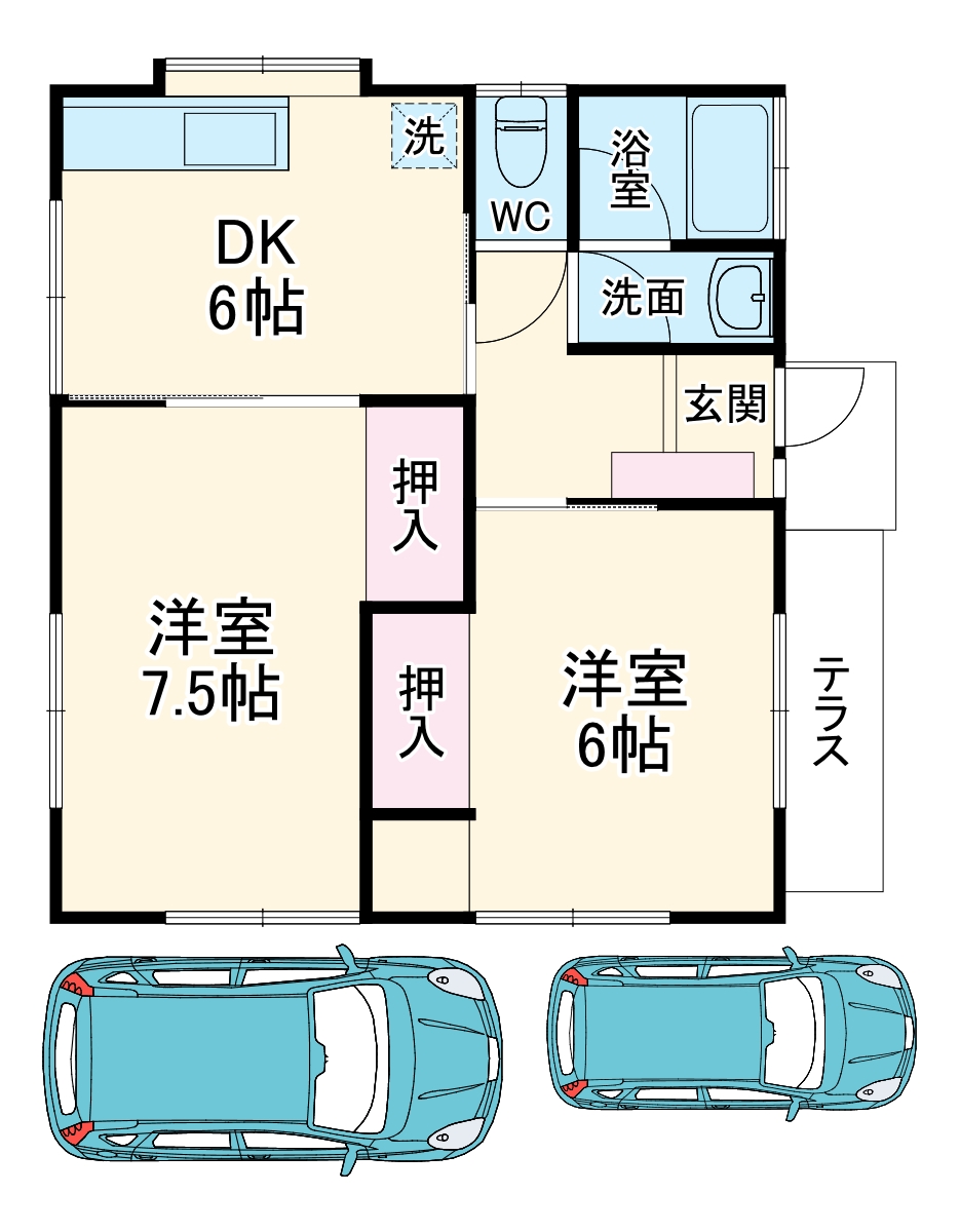 行田谷郷貸家 A棟の間取り