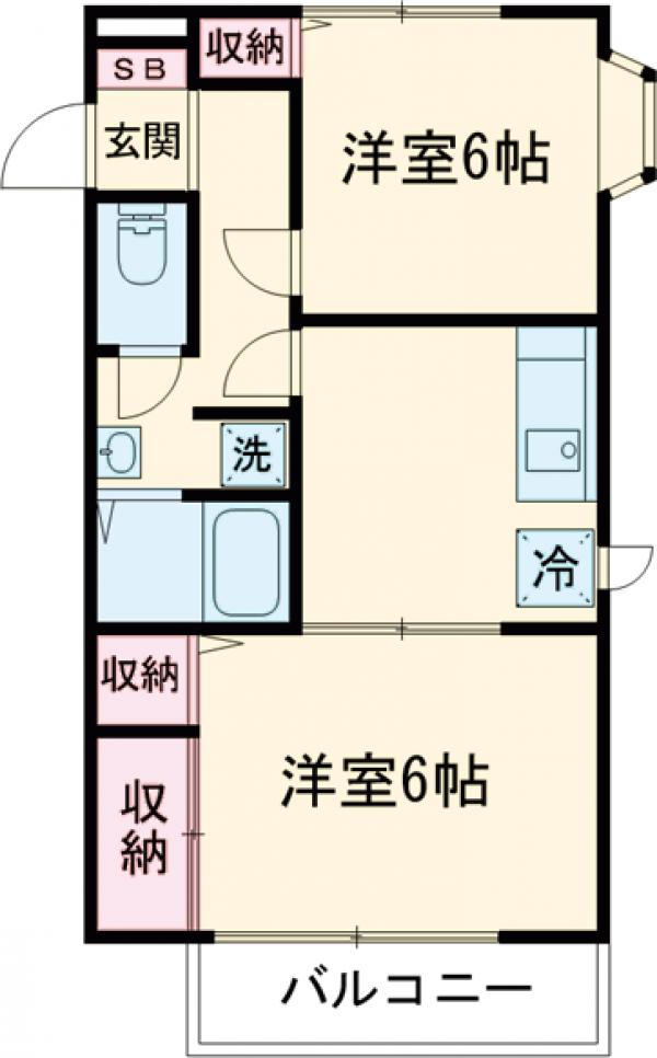 多磨町の完工年月(1993年9月)築の賃貸アパートの間取り