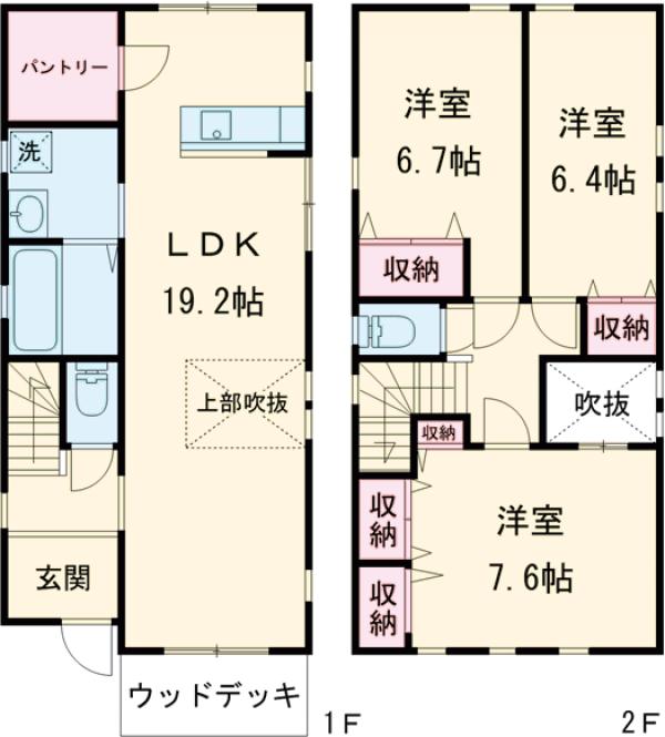 谷保戸建ローズハウスBの間取り