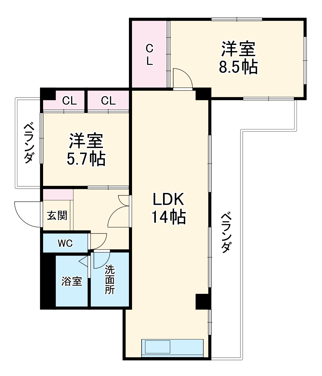 タウン唐山F棟の間取り