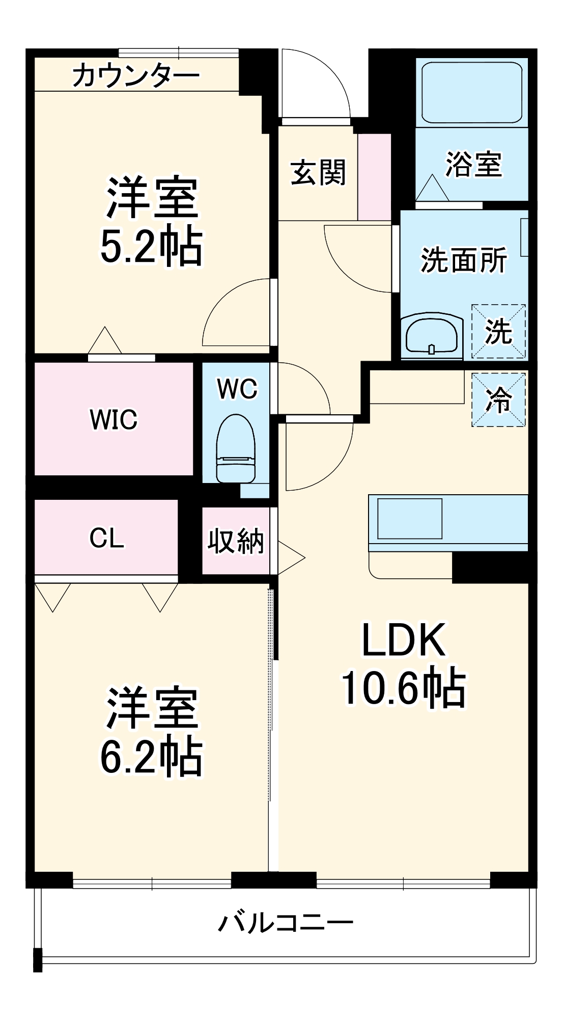 共和の完工年月(2015年5月)築の賃貸マンションの間取り