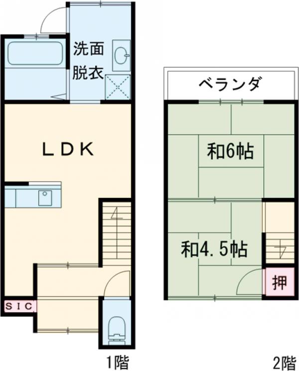 花園段ノ岡町テラスハウスの間取り