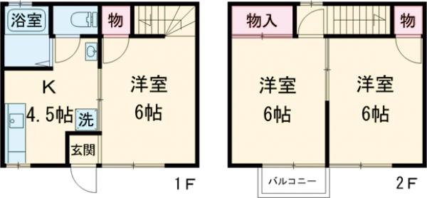 タウンハウス扇の間取り