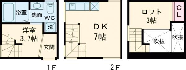 文花の完工年月(2024年1月)築の賃貸一戸建ての間取り