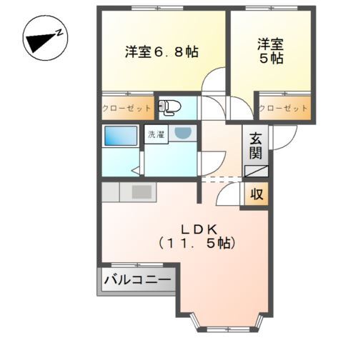 白鷺・102号室の間取り