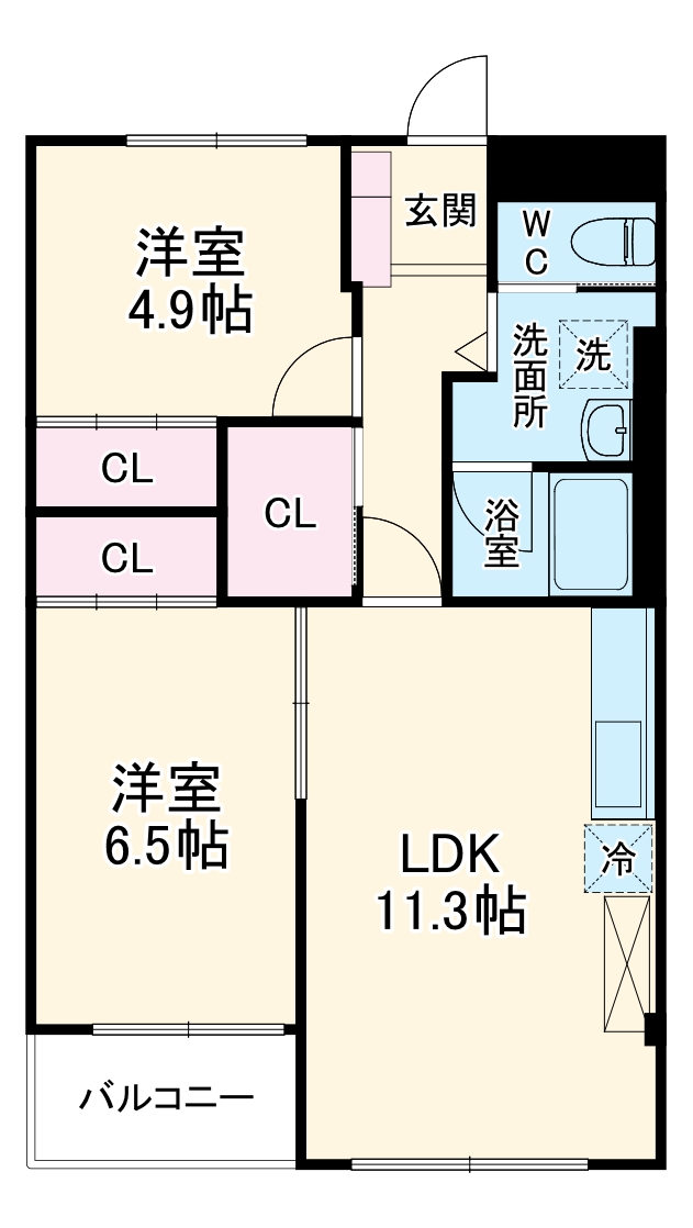 所沢コーポラスA棟の間取り