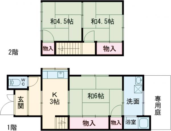 桂上豆田町貸家北側の間取り