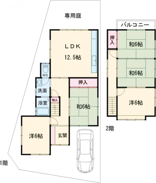 日吉町上胡麻広野貸家の間取り
