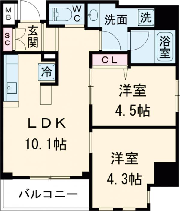アーバネックス錦糸公園・401号室の間取り
