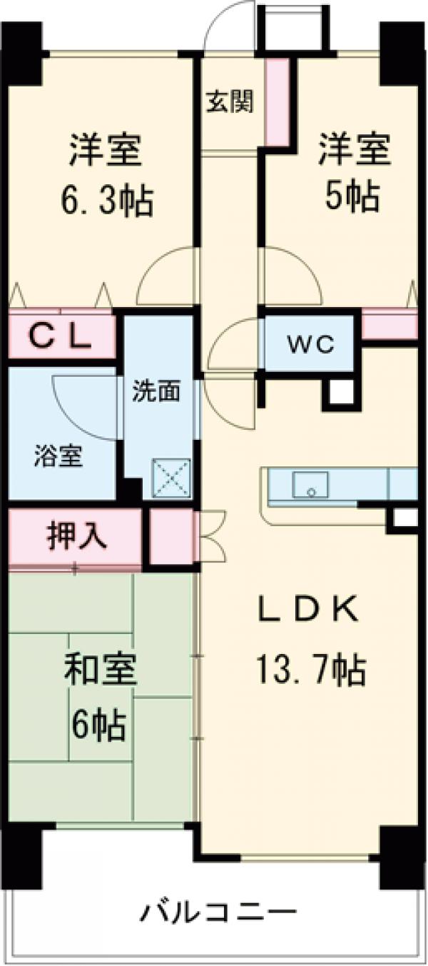 元今泉レジデンスの間取り