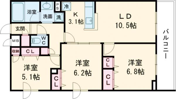 プライムガーデン若木の間取り