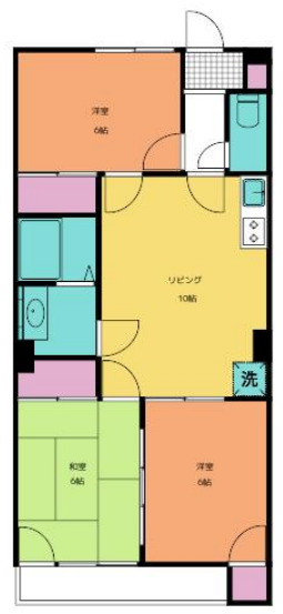 布田の完工年月(1988年3月)築の賃貸マンションの間取り