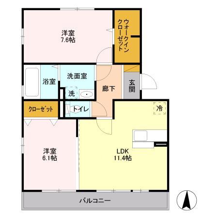 セントラルアヴェニュー Bの間取り