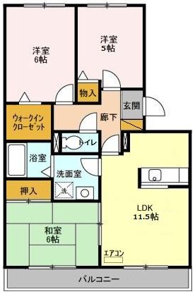202号室の間取り
