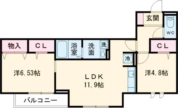 Ｄ－ＲＥＳＩＤＥＮＣＥ府中桜通り・302号室の間取り
