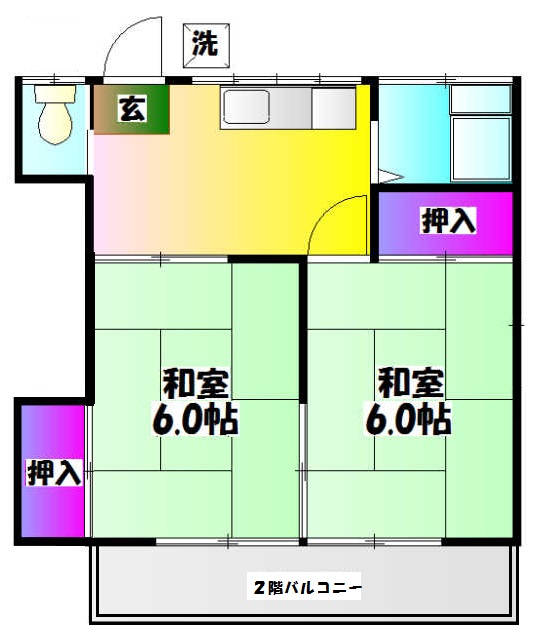 行徳駅前の完工年月(1980年7月)築の賃貸アパートの間取り