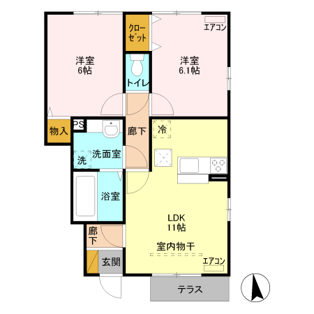 ブライトガーデン Bの間取り