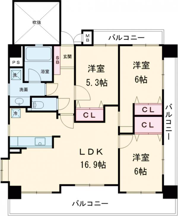 アンピール六本松の間取り
