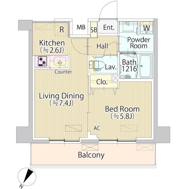 ＳＡＳＡＺＵＫＡ　ＴＯＤＡＹ・216号室の間取り