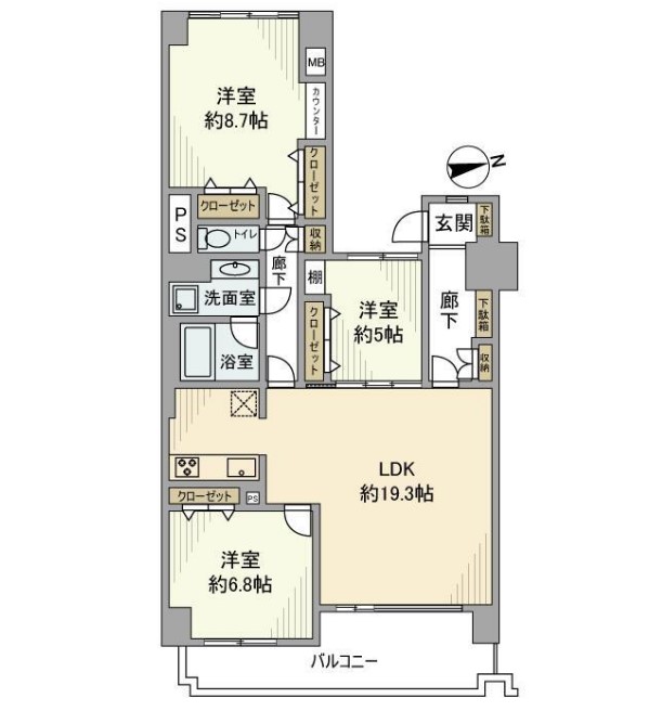 コスモ東戸塚グランパルクA棟の間取り