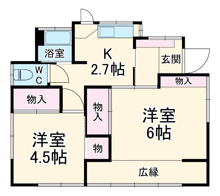 大矢部1丁目平屋貸戸建の間取り