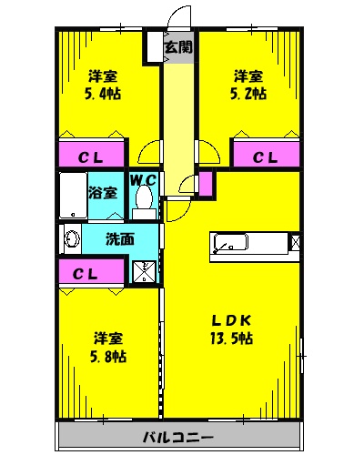 ベルエールB棟の間取り