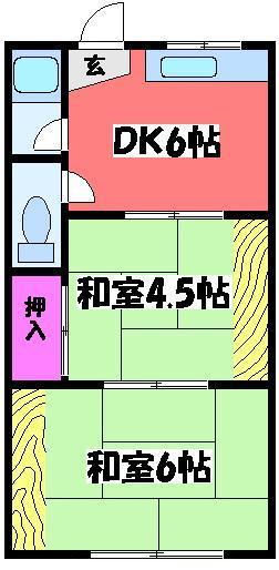 オクノハイツA棟の間取り