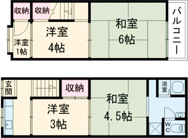 嵯峨野神ノ木町貸家の間取り