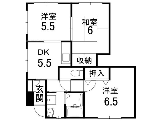 大原野上里紅葉町貸家の間取り