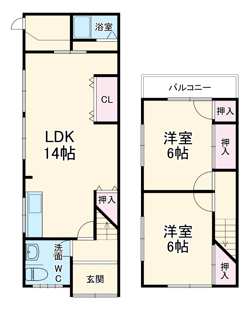 フォレストヒルズ守口連棟貸家の間取り