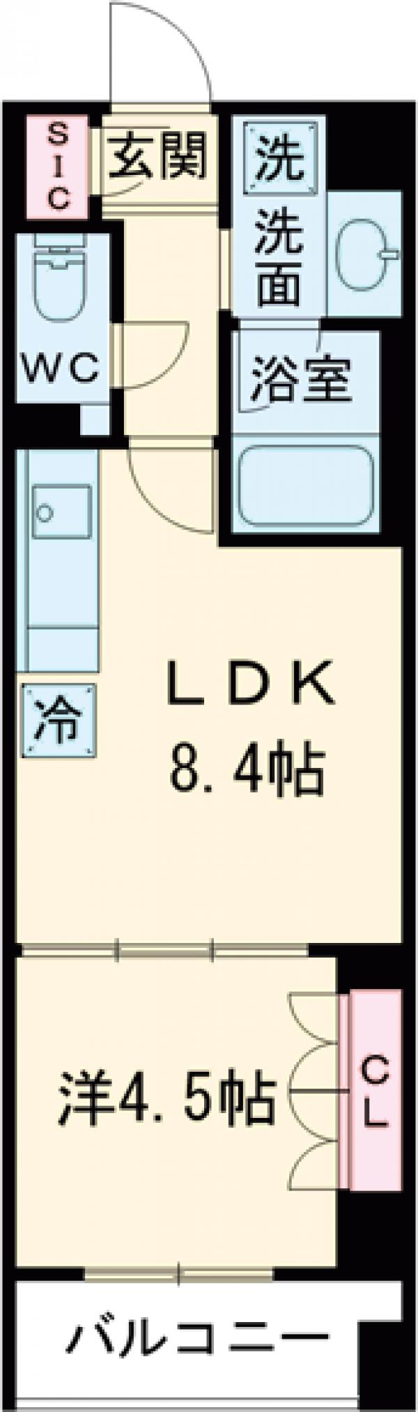３４３　ＲＥＳＩＤＥＮＣＥ　ＭＥＧＵＲＯ・702号室の間取り