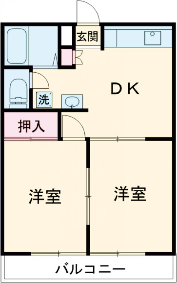 ハウスオブ鹿沼・202号室の間取り