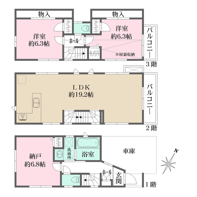 世田谷区若林1丁目戸建の間取り