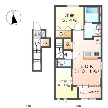 仮)三本木村部アパート B棟の間取り