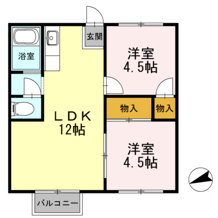 コーポラス谷神Aの間取り