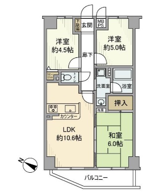 クリオ市川大野壱番館の間取り
