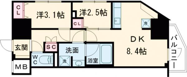 コンフォリア・リヴ木場の間取り