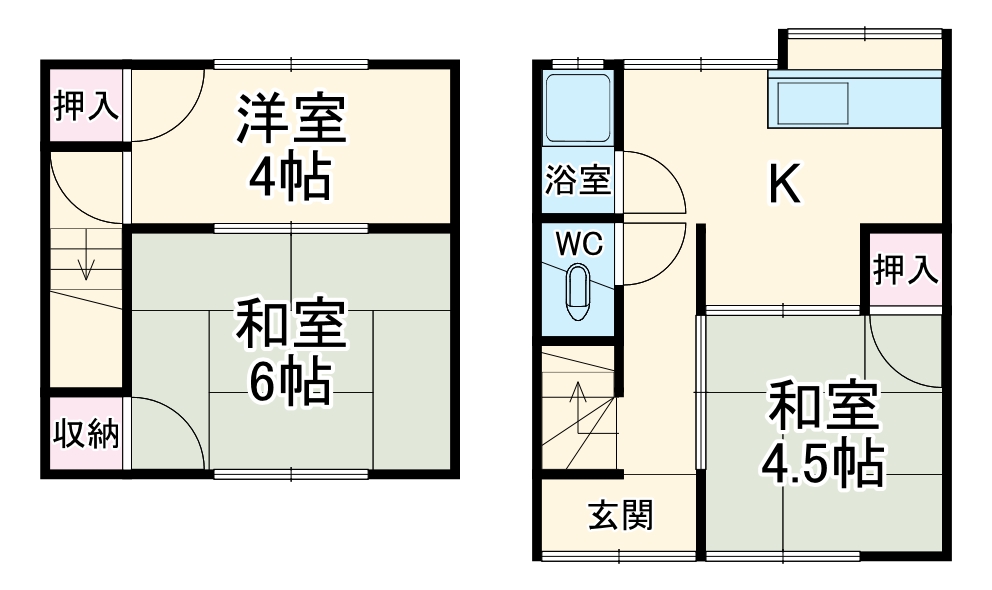 宮重二階建借家(南棟)の間取り