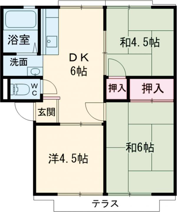 ハーモニーハイツA棟の間取り
