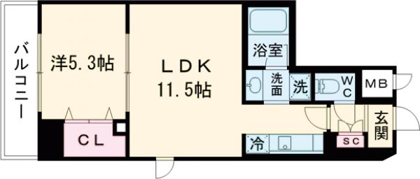 プライマルフロント菊川の間取り